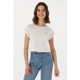 U.S. Polo Assn. Kadın Beyaz Crop Bisiklet Yaka Tişört 50299812-vr013