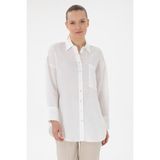 U.S. Polo Assn. Kadın Beyaz Uzun Kollu Keten Tunik Gömlek 50299794-VR013 - 40