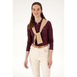 U.S. Polo Assn. Kadın Bordo Basic Polo Yaka Sweatshırt 50313593-VR177 - Plum Perfect - 3XL