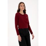 U.S. Polo Assn. Kadın Bordo Bisiklet Yaka Basic Kazak 50313579-VR014 - M