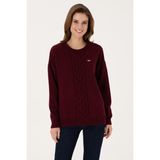 U.S. Polo Assn. Kadın Bordo Bisiklet Yaka Kazak 50314758-VR177 - XS - Kırmızı
