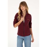U.S. Polo Assn. Kadın Bordo Fermuarlı Dik Yaka Polar Sweatshirt 50316729-VR177