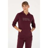 U.S. Polo Assn. Kadın Bordo Şardonlu Kapüşonlu Basic Sweatshirt 50313566-VR177