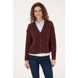 U.S. Polo Assn. Kadın Bordo V Yaka Triko Hırka50309657-VR177