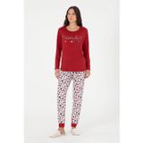 U.S. Polo Assn. Kadın Bordo Yılbalı Temalı Pijama Takım 50303402-VR014
