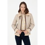 U.S. Polo Assn. Kadın Ekru Suni Deri Ceket 50297261-VR019 - 36 - Dropsuz