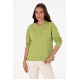 U.S. Polo Assn. Kadın Fıstık Yeşili Şardonlu Bisiklet Yaka Basic Sweatshırt 50313586-VR087