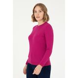U.S. Polo Assn. Kadın Fuşya Bisiklet Yaka Basic Kazak 50288979-VR023 - XS