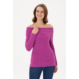 U.S. Polo Assn. Kadın Fuşya Kayık Yaka Kazak 50293116-VR023 - M