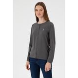 U.S. Polo Assn. Kadın Gri Basic Triko Hırka 50313624-VR024 - Gri-006 - XL