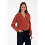 U.S. Polo Assn. Kadın Gül Kurusu V Yaka Kazak 50314934-VR026 - XS