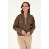 U.S. Polo Assn. Kadın Haki Fermuarlı Dik Yaka Sweatshirt 50299001-VR027