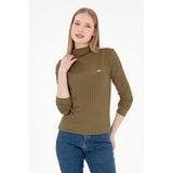 U.s. Polo Assn. Kadın Haki Sweatshirt 50292421-VR027, Yeşil, M