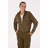 U.S. Polo Assn. Kadın Haki Sweatshirt 50295811-VR027, Yeşil, L