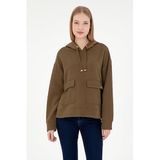 U.s. Polo Assn. Kadın Haki Sweatshirt 50297202-VR027, Yeşil, M