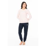 U.S Polo Assn. Kadın İnce Polar Uzun Kollu Bisiklet Yaka Pijama Takımı, Pembe, 2XL