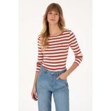 U.S. Polo Assn. Kadın Kiremit Çizgili Bisiklet Yaka Sweatshırt 50314203-VR026 - Gül Kurusu