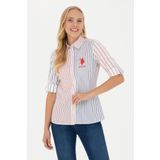 U.S. Polo Assn. Kadın Kırmızı Uzun Kollu Çizgili Gömlek 50263884-vr030
