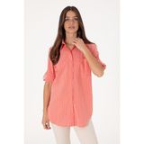 U.S. Polo Assn. Kadın Kırmızı Uzun Kollu Çizgili Tunik Gömlek 50299523-VR213 - Risk Red - 36