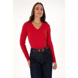 U.S. Polo Assn. Kadın Kırmızı V Yaka Basic Kazak 50307700-VR171 - Basic Kırmızı