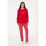 U.S. Polo Assn. Kadın Kırmızı Yılbaşı Temalı Pijama Takımı 50303406-VR030