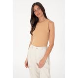 U.S. Polo Assn. Kadın Kolsuz Bisiklet Yaka Basic Tişört, Camel, XS