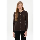 U.S. Polo Assn. Kadın Koyu Kahverengi Basic Triko Hırka 50307737-VR084