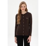 U.s. Polo Assn. Kadın Koyu Kahverengi Hırka Triko 50307737-vr084 Koyu Kahverengi