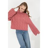 U.S. Polo Assn. Kadın Koyu Pembe Triko Kazak 50254500-VR167 - XL