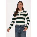 U.S. Polo Assn. Kadın Koyu Yeşil Çizgili Polo Yaka Sweatshirt 50314207-VR079