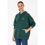 U.S. Polo Assn. Kadın Koyu Yeşil Kapüşonlu Basic Sweatshirt 50297324-vr079