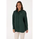 U.S. Polo Assn. Kadın Koyu Yeşil Uzun Kollu Oversize Desenli Gömlek 50316422-VR079 - 36