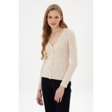 U.s. Polo Assn. Kadın Krem Hırka Triko 50313580-vr071 Krem