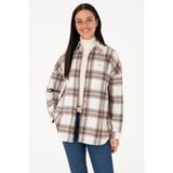 U.S. Polo Assn. Kadın Krem Uzun Kollu Oduncu Gömlek 50316698-VR027 - Haki - 289 - 34