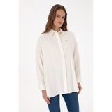 U.S. Polo Assn. Kadın Krem Uzun Kollu Oversize Desenli Gömlek 50316422-VR256