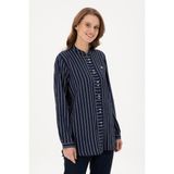 U.S. Polo Assn. Kadın Lacivert Uzun Kollu Çizgili Tunik Gömlek 50290024-VR033 - 36