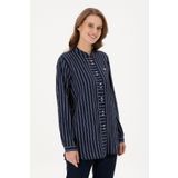 U.S. Polo Assn. Kadın Lacivert Uzun Kollu Çizgili Tunik Gömlek 50290024-vr033