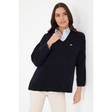 U.S. Polo Assn. Kadın Lacivert V Yaka Triko Hırka 50314833-VR120 - Lacivert Melanj - XL