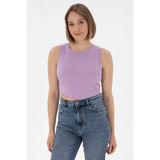 U.S. Polo Assn. Kadın Lila Kolsuz Bisiklet Yaka Crop Basic Tişört 50305695-vr034