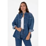 U.s. Polo Assn. Kadın Mavi Gömlek Jean 50312347-DN0022 - Mid Blue - 36