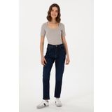 U.S. Polo Assn. Kadın Mavi Jean Mom High Waist Fit Pantolon 50308353-dn0022