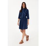 U.S. Polo Assn. Kadın Mavi Kemerli Mini Boy Jean Elbise 50308362-DN0022