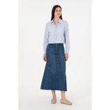 U.S. Polo Assn. Kadın Mavi Maxi Boy Jean Etek 50291112-DN0022 - 34