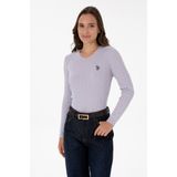 U.S. Polo Assn. Kadın Mor Bisiklet Yaka Basic Kazak 50313626-VR245 - Lavanta - XL