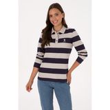 U.S. Polo Assn. Kadın Mürdüm Çizgili Polo Yaka Sweatshirt 50314207-VR074