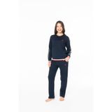 U.S. POLO ASSN. Kadın Pamuklu Lisanslı Pijama Takımı 20116-LACİVERT-4XL