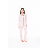 U.s. Polo Assn. Kadın Pembe Beyaz Çizgili Düğmeli Pijama Takımı %100 Pamuk - Pembe - Arsno20h13t8-Fpem