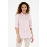 U.S. Polo Assn. Kadın Pembe Gömlek %97 Pamuk Slim Fit Düz Desenli Kolsuz Tasarım - 38