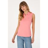 U.S. Polo Assn. Kadın Pembe Polo Yaka Yarım Fermuarlı Tişört 50324852-VR041 - Pembe-01