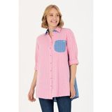 U.S. Polo Assn. Kadın Pembe Uzun Kollu Tunik Gömlek 50263647-VR041 - 40 - Pembe-01